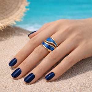 Ring, Delft blue, jewellery, jewelry, Delft Blue Ring, adjustable Ring, something blue, bridal gift, one size ring, coastal jewelry, beach