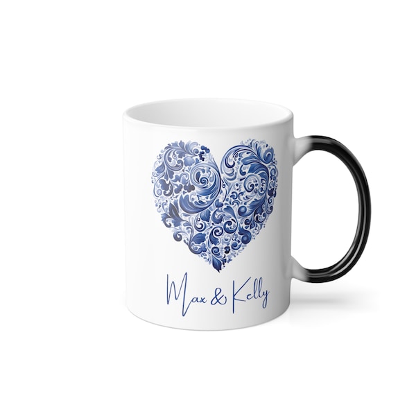 Personalized Valentine Magic Mug, Color Morphing Mug, 11oz, color changing mug, mug, valentine, personalized mug, valentine gift, coffee