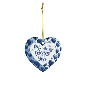 Heart tile, Ceramic, Ornament, heart, tile, valentine, valentine gift, wedding gift, anniversary gift, gift for friend, gift for lover, blue