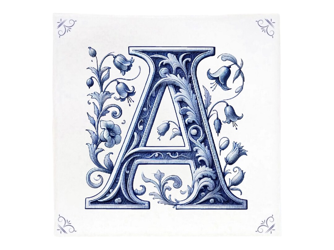 Alphabet, Initial A, Alphabet Tile, Tile, Delft Blue, Kitchen Tile ...