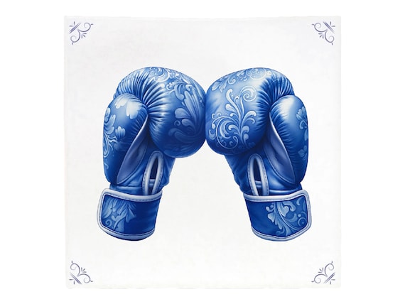 Delft blue Kickboxing, Delft blue tile, tile, Delft blue tiles, Kickboxing tile, delft blue, gift for her, gift for him, Kickboxing gloves