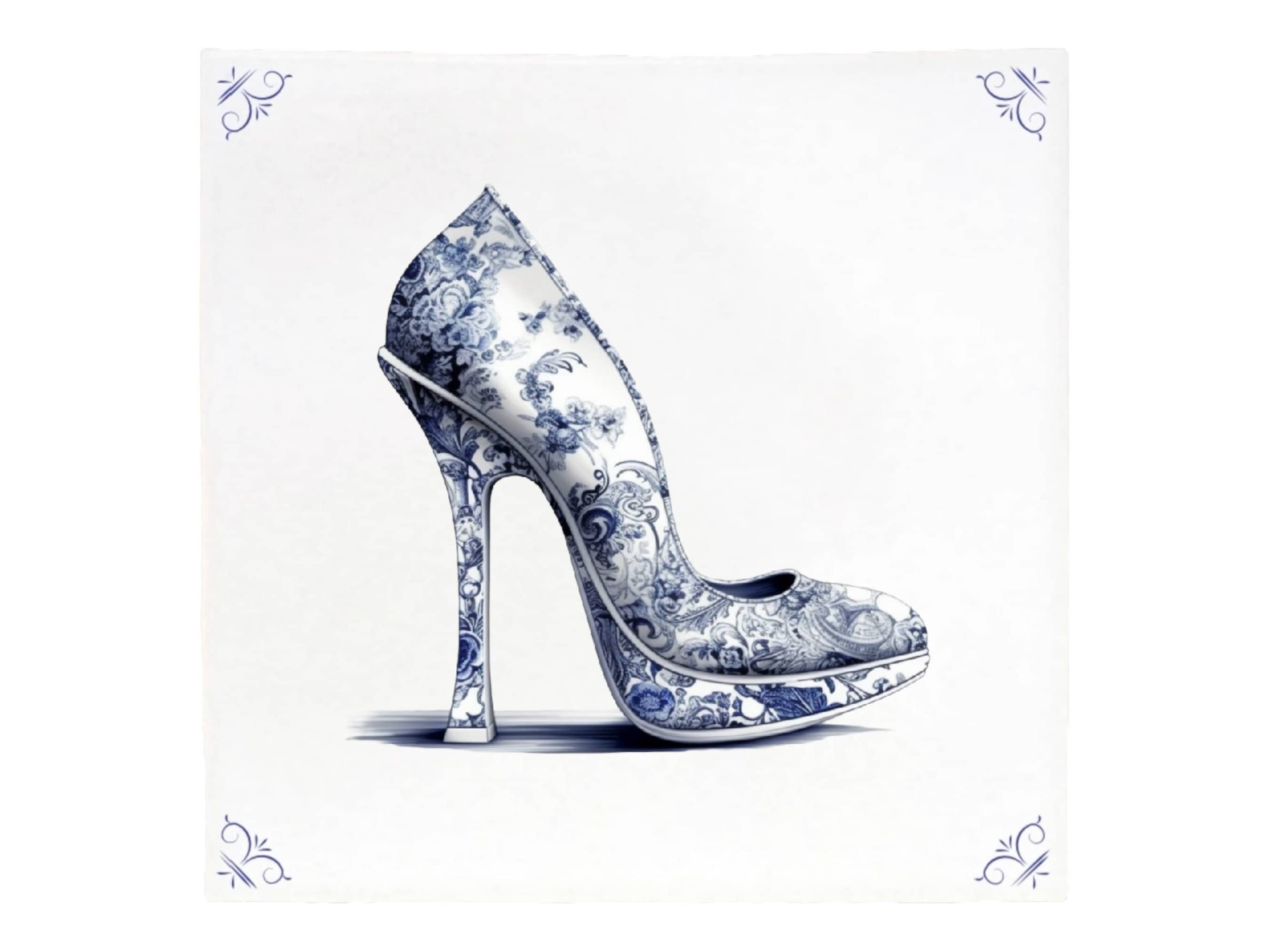 Delft blue High Heels, delft blue, tile, high heels, shoe, cinderella, cinderella shoe, princess, princess shoe, gift for her, bridal gift