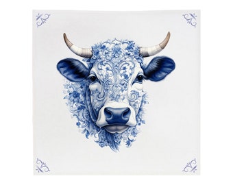 Delft Blue, Delft Blue Tile Ceramic, delft blue cow, Cow, cow, Cow Tile, cow tile, delft blue tile, tile, ceramic, delft blue
