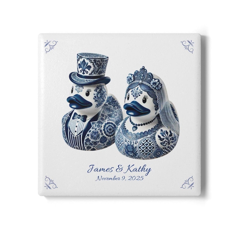 Rubber Duck, delft blue, delft blue tile, bathroom tile, ceramic, backsplash, bathroom decor, Rubber duck decor, duck decor, wedding gift image 3
