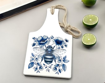 Bee, cutting board, delft blue, kitchen decor, kitchen, wall art, ceramic, cooking, dining, home decor, delft blue decor, bumble bee, blue