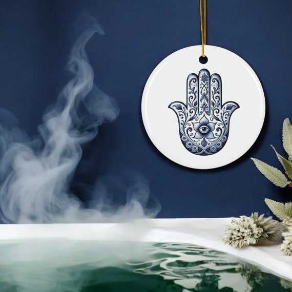 HAMSA ハンドメイドセラミックHamsa hand Hamsa Hand, Ceramic Ornament, Delft Blue, Ornament, Hamsa, Hand