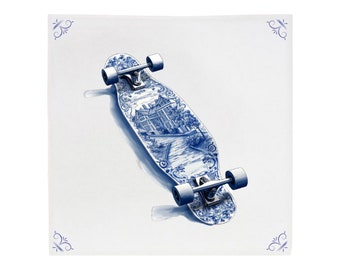 Delft blue, delft blue tile, skateboard, skateboarding, venice beach, ny skateboarding, skate gift, amsterdam skateboarding, gift for skate
