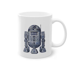 R2-D2, Star Wars, Delft Blue, tazza, design R2-D2, regalo per gli amanti di Star Wars, Star Wars Geek, R2-D2, ceramica Delft Blue, tazza R2-D2, tazza Geek