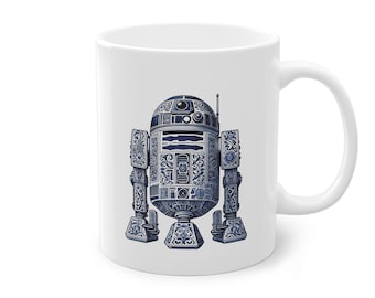 R2-D2, Star Wars, Delft Blue, Mug, R2-D2 Design, Gift for Star Wars Lover, Star Wars Geek, R2-D2, Delft Blue ceramic, R2-D2 mug, Geek mug