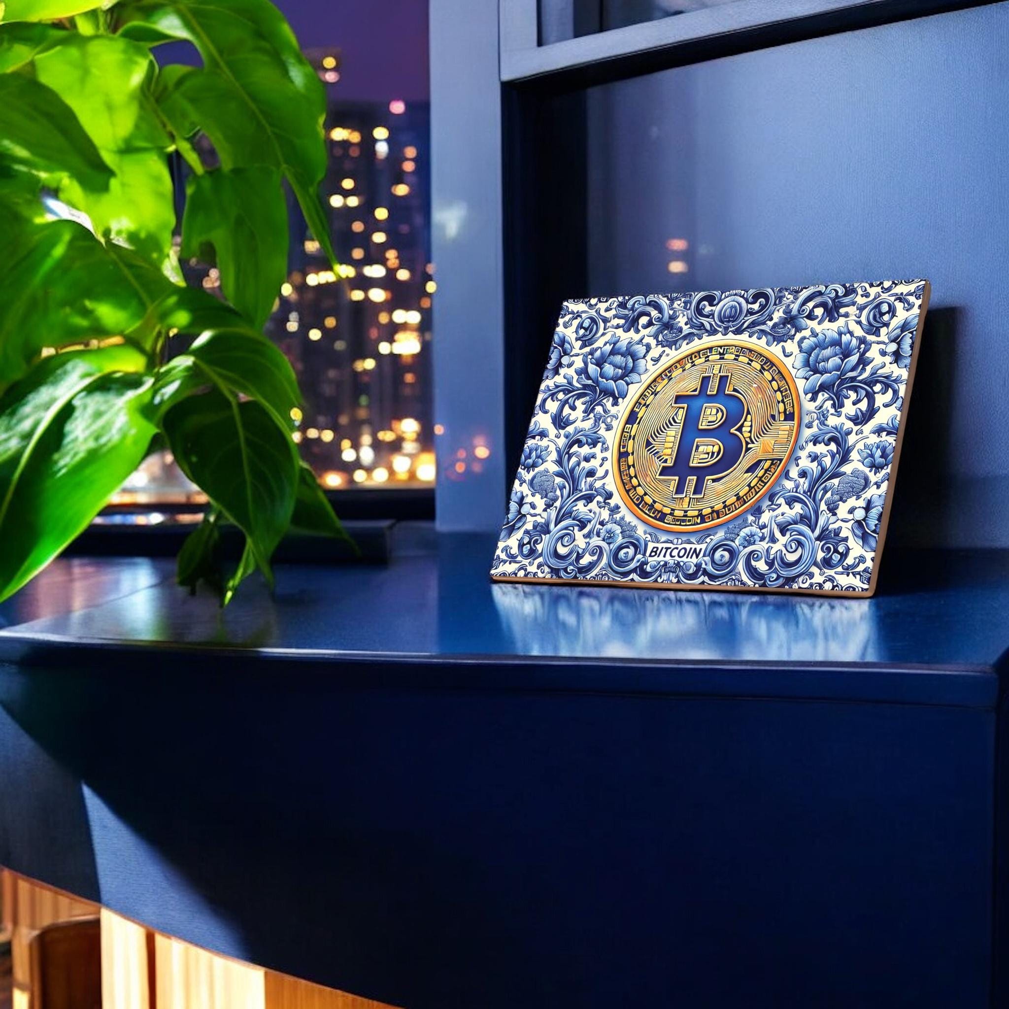 Bitcoin, Keramikfliese, Delfter Blau, Bitcoin-Liebhaber, Bitcoin-Sammlerstück,  Backsplash-Fliese, Krypto, Krypto-Geschenk, Krypto-Dekor, Bitcoin-Kunst,  BTC - Etsy.de