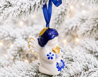 Angel, Delft Blue ornament, ceramic ornament, ornament, Angel ornament, blue and white decor, xmas, Christmas ornament, Angel decor, Angels