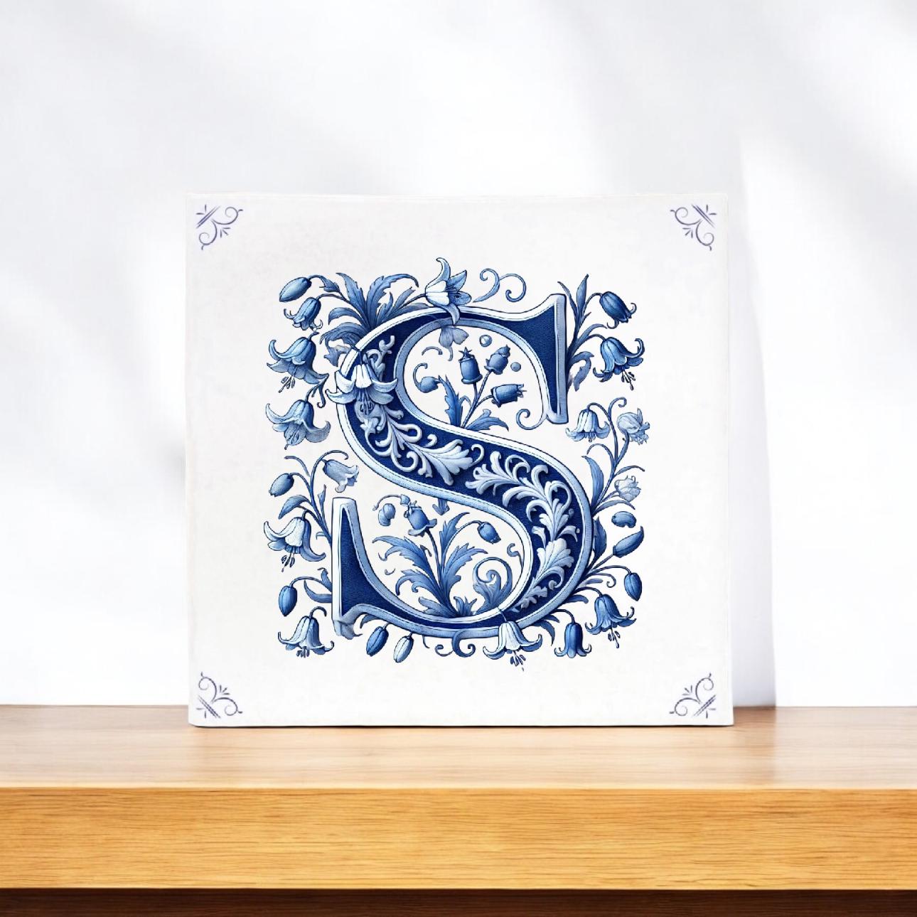 Alphabet, Initial S, Alphabet Tile, Tile, Delft Blue, Kitchen Tile ...