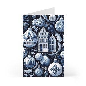 Cartes de vœux (7 pcs), Canal Houses, Noël, Note Card, Cartes, Delft Blue, Cartes de notes, papeterie, design hollandais, Amsterdam, décor de Noël