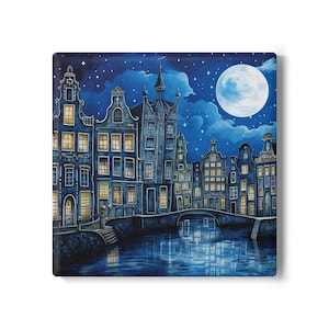 Canal House, 3.94&#39;&#39; x 3.94&#39;&#39;, Delft Blue, Delft Blue tile, Dutch Canal houses, Dutch Design, Backsplash, Amsterdam lover, Dutch keepsake