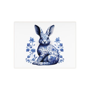 Rabbit, Bunny, Ceramic Tile, 6" x 8", delft blue, delft blue tile, tile, easter, easter gift, easter deco, for her, easter bunny, backsplash