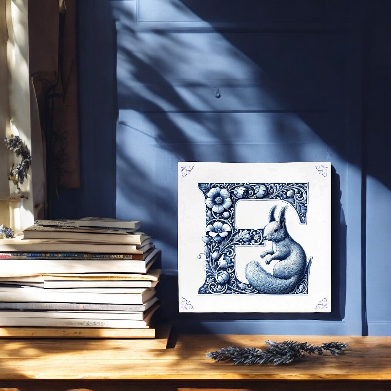 Alphabet, Initial E, Alphabet Tile, Tile, Delft Blue, Kitchen Tile ...