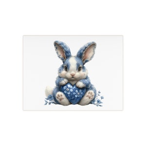 Bunny, Ceramic Tile, 6" x 8", delft blue, delft blue tile, tile, easter, easter gift, easter deco, for her, rabbit, easter bunny, wall art