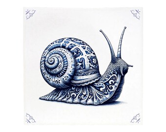 Snail, Snail, Delft blue, Delft Blue, tile, snails, garden, gift for gardener, delft blue tile, ceramic, royal blue, kitchen tile, kitchen