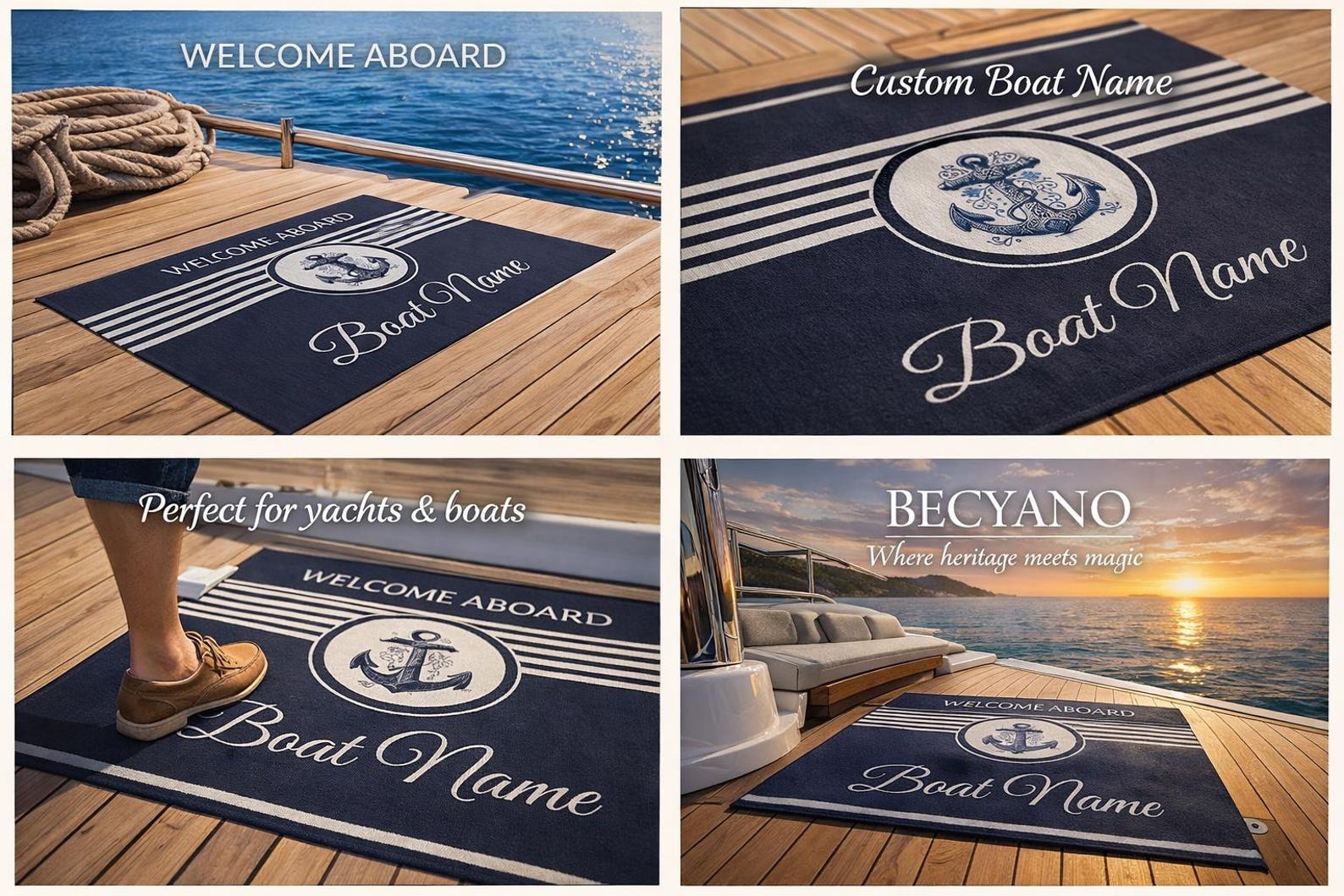 Nautical Rug, Boat Enthusiast Gift, Coastal Decor, Custom Boat Name Mat ...