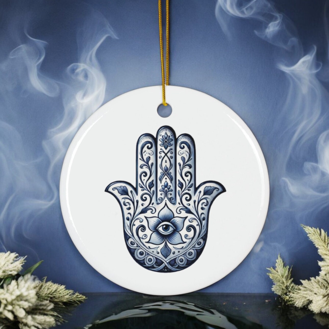 HAMSA ハンドメイドセラミックHamsa hand Hamsa Hand, Ceramic Ornament, Delft Blue, Ornament, Hamsa, Hand