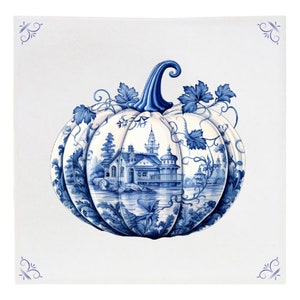 Delft Blue, Delft Blue Tile Ceramic, Delft Blue Pumpkin, Halloween Pumpkin Ceramic, Halloween Pumpkin, Pumpkin, Halloween, autumn