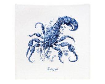 Scorpio, Delft Blue, Delft Blue Tile, Zodiac, Tile, Zodiac gift, Astrology, Ceramic, Gift for her, gift for him, Birthday gift, Horoscope
