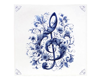 Delft blue Music Clef, Delft blue tile, tile, Delft blue, ceramic, music, musical note, music clef, music gift, piano, guitar, music lover