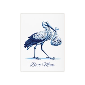 Best Mom, Stork, Ceramic Tile, tile, delft blue, wall art, delft blue tile, newborn, new parents, baby shower, for baby, birth, new Mom