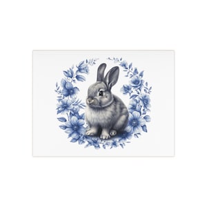 Bunny, Ceramic Tile, 6" x 8", delft blue, delft blue tile, tile, easter, easter gift, easter deco, for her, rabbit, easter bunny, backsplash