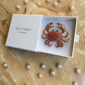 Broche crabe, broche unique, bijou cadeau, broche vintage, épingle à bijoux, broche strass, broche, crabe, broche crabe côtier, bijou crabe