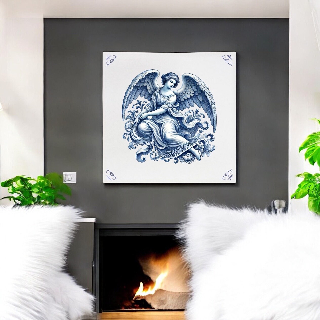 Angel, Delft Blue Tile, Tile, Delft Blue, Kitchen Tile, Bathroom