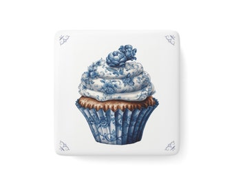 Cupcake, Aimant En Porcelaine, Carré