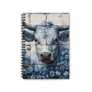 Cow Floral Spiral Notebook - Rustic Charm, Farmhouse Decor, Journaling, Gifts for Cow Lovers, Floral Art, Stationery
