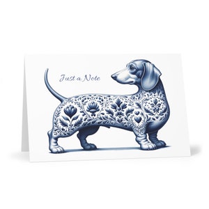 Delft Blue Dachshund, Greeting Cards (7 pcs), Greeting Card, Note Card, Cards, Delft Blue, Note cards, stationery, dog, dachshund, dachshund