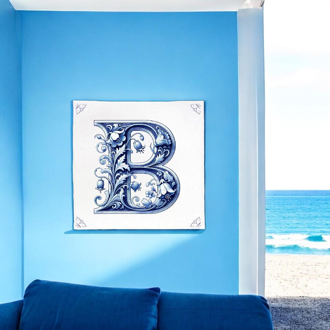 Alphabet, Initial B, Alphabet Tile, Tile, Delft Blue, Kitchen Tile ...