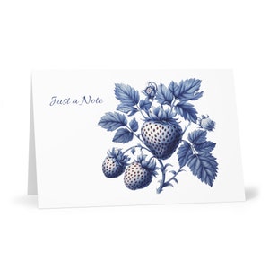 Delft Blue Strawberry, Cartes de vœux (7 pcs), Carte de vœux, Carte de notes, Cartes, Bleu de Delft, Cartes de notes, papeterie, Néerlandais, fraise, bleu