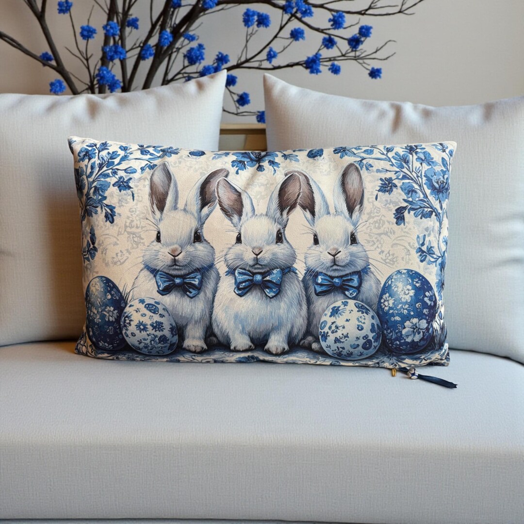 Bunny Pillow, Delft Blue, Delft Blue Pillow, Pillow Cover, Delft Blue ...