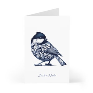 Delft Blue Coal tit, Tarjetas de felicitación (7 piezas), Tarjeta de felicitación, Tarjeta de notas, Tarjetas, Delft Blue, Tarjetas de notas, papelería, Diseño holandés, carbonero