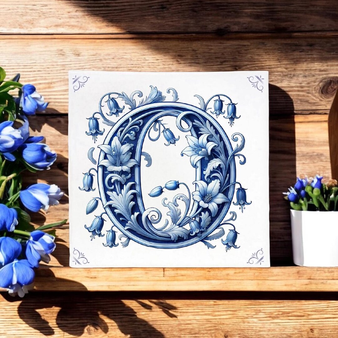 Alphabet, Initial O, Alphabet Tile, Tile, Delft Blue, Kitchen Tile ...