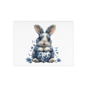 Bunny, Ceramic Tile, 6" x 8", delft blue, delft blue tile, tile, easter, easter gift, easter deco, for her, rabbit, easter bunny, backsplash
