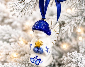 Angel, Delft Blue ornament, ceramic ornament, ornament, Angel ornament, blue and white decor, xmas, Christmas ornament, Angel decor, Angels