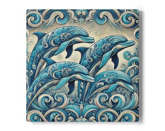 Delfino, Blu Delft, piastrella in ceramica, piastrella Blu Delft, paraschizzi, decorazioni per la cucina, decorazioni per il bagno, piastrella vintage, decorazioni costiere, regalo a tema marino