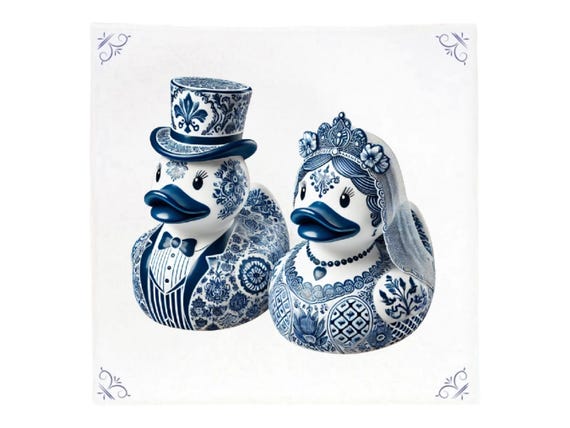 Rubber Duck, delft blue, delft blue tile, bathroom tile, ceramic, backsplash, bathroom decor, Rubber duck decor, duck decor, wedding gift