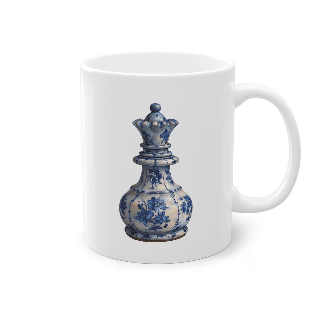 Chess Mug, Delft Blue Ceramic, Chess Design, Chess Lover Gift, Coffee ...