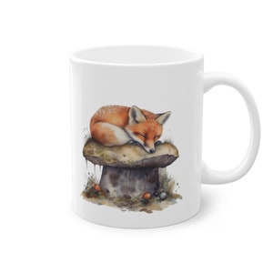Fox Delft Blue, Standard Mug, 11oz, mug, coffee, coffee mug, fox, fox mug, mug fox, reusible mug, on the road, tea, mug gift, fox coffee