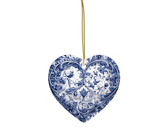 Heart tile, Ceramic, Ornament, heart, tile, valentine, valentine gift, wedding gift, anniversary gift, gift for friend, gift for lover, blue