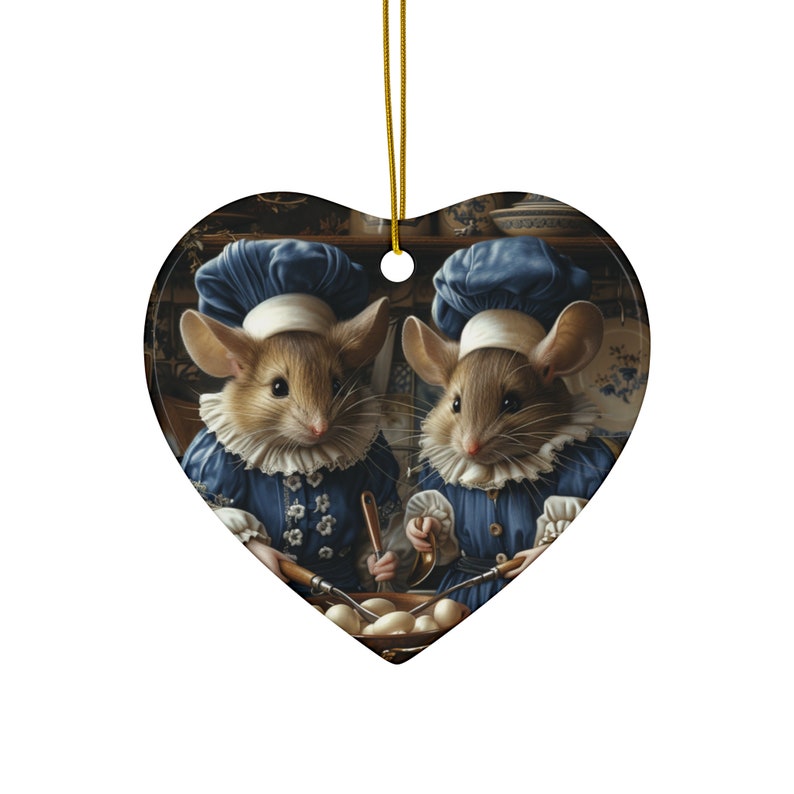 Ceramic Ornament, Kitchen Mice Delft Blue Dutch Design Gift for Cook