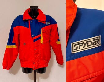 Vintage Spyder Ski Jacket Jet Black Nylon Full Zip Womens 12 90s