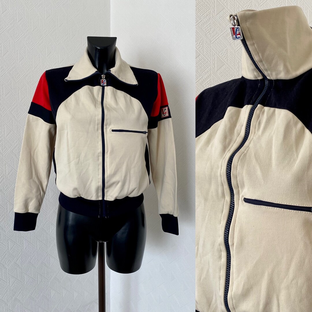 Vintage LC Jacket Sports Jacket Ivory White and Dark Black High Neck LC ...