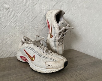 Zapatillas Nike Jet Stream vintage unisex, estilo retro, deportivas, de los años 2000, blancas y rojas, para hombre, talla EU 39/US 6,5/24 cm